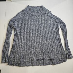 Free People Clarissa Ribbed Gray Mock Neck Size Small Oversized